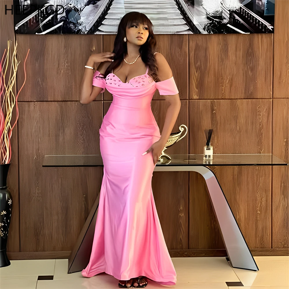 Customized Pink Mermaid Long Lovely Evening Dress With Crystals Spaghetti Straps Pleated Satin Prom Party Gowns Robe De Soiree
Customized Pink Mermaid Long Lovely Evening Dress With Crystals Spaghetti Straps Pleated Satin Prom Party Gowns Robe De Soiree