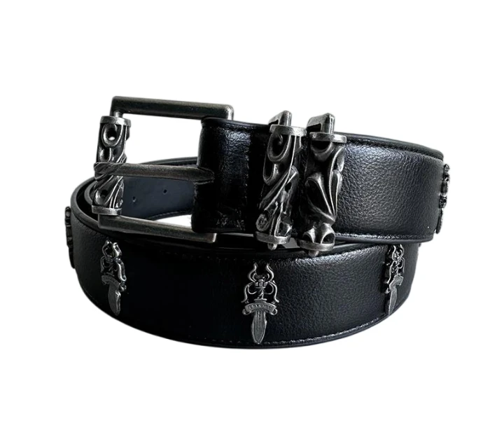 925 silver classic leather totem pin buckle engraved roller hollow punk light luxury belt
925 silver classic leather totem pin buckle engraved roller hollow punk light luxury belt