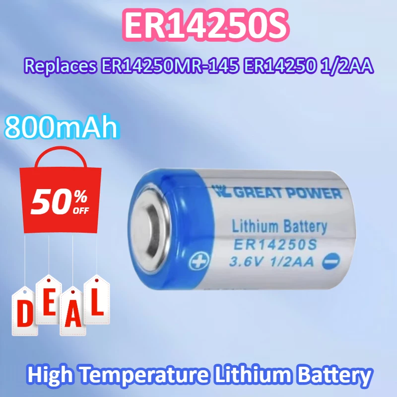 New ER14250S 3.6V 800mAh 150 Degrees Celsius High Temperature Lithium Disposable Battery Replaces ER14250MR-145 ER14250 1/2AA
New ER14250S 3.6V 800mAh 150 Degrees Celsius High Temperature Lithium Disposable Battery Replaces ER14250MR-145 ER14250 1/2AA