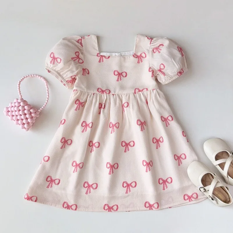 Girls Short Sleeved Clothing Summer New Bow Print Casual Dresses Sweet and Cute Kids Clothes for 3-7 Years Wear
Girls Short Sleeved Clothing Summer New Bow Print Casual Dresses Sweet and Cute Kids Clothes for 3-7 Years Wear