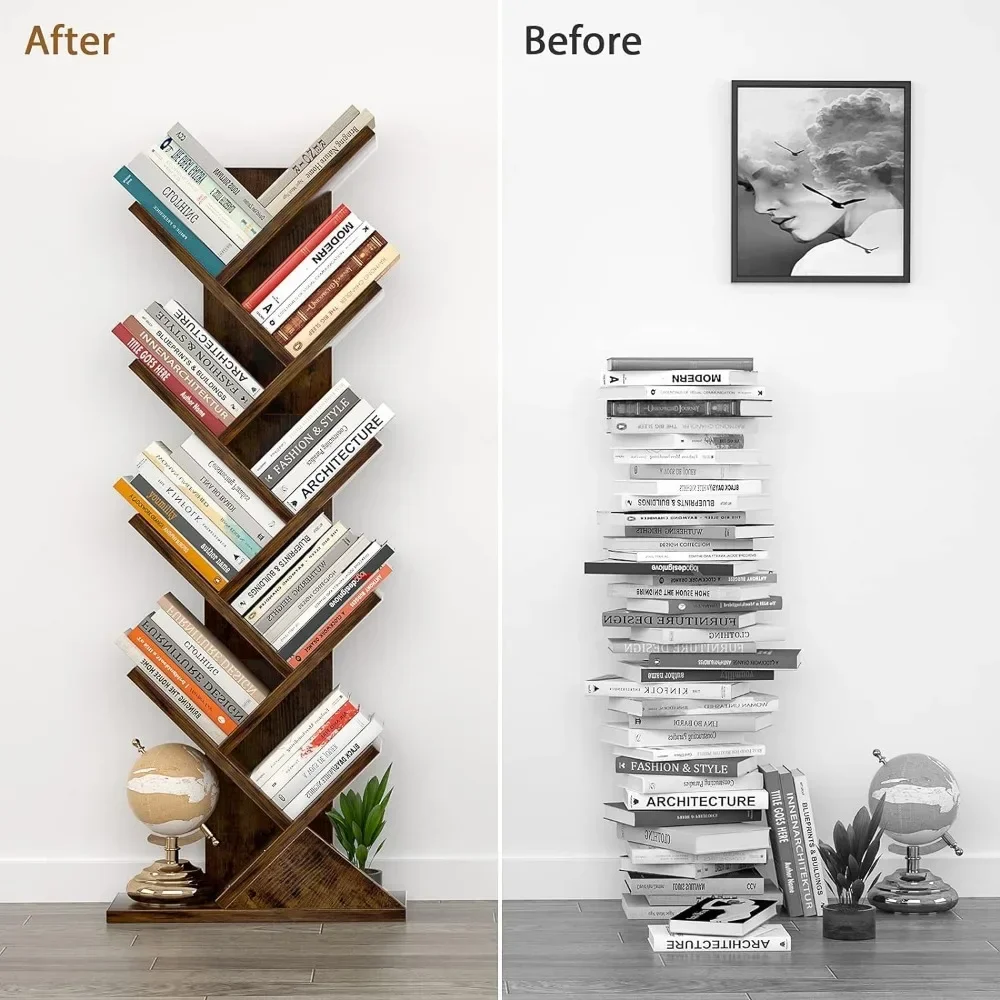 Tree Bookshelf, 9-Tier Shelf Bookcase, Retro Wood Storage Rack, Living Room Furniture, Rustic Brown Book Shelf
Tree Bookshelf, 9-Tier Shelf Bookcase, Retro Wood Storage Rack, Living Room Furniture, Rustic Brown Book Shelf
