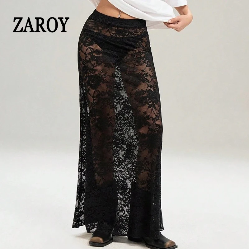 ZAROY Black Lace Long Skirts Women Sexy See-Through Slim Fit Y2k Sheer Maxi Skirts Beach Cover Up Long Skirt Y2K Vintage Faldas
ZAROY Black Lace Long Skirts Women Sexy See-Through Slim Fit Y2k Sheer Maxi Skirts Beach Cover Up Long Skirt Y2K Vintage Faldas