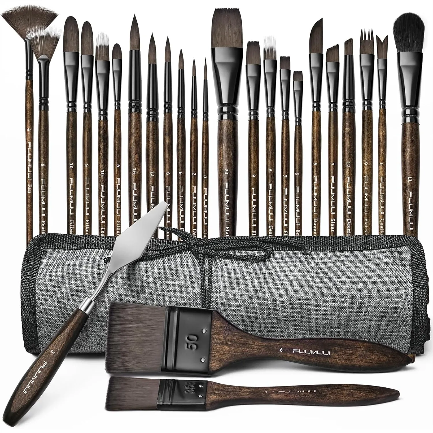 26pcs Professional Paint Brush Set with Synthetic Nylon Bristles for Acrylic Oil Watercolor Gouache - Ergonomic Wood Handle
26pcs Professional Paint Brush Set with Synthetic Nylon Bristles for Acrylic Oil Watercolor Gouache - Ergonomic Wood Handle