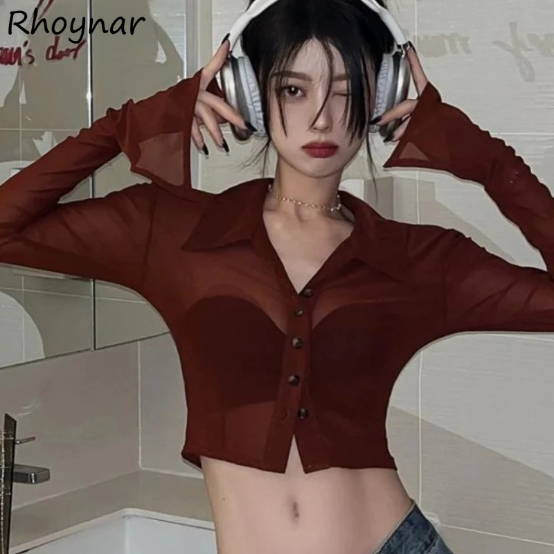 Long Sleeve Shirts Women Summer Sexy Girls Thin Slimming Daily All-match Leisure Seethrough Korean Style Streetwear Hot Trendy
Long Sleeve Shirts Women Summer Sexy Girls Thin Slimming Daily All-match Leisure Seethrough Korean Style Streetwear Hot Trendy