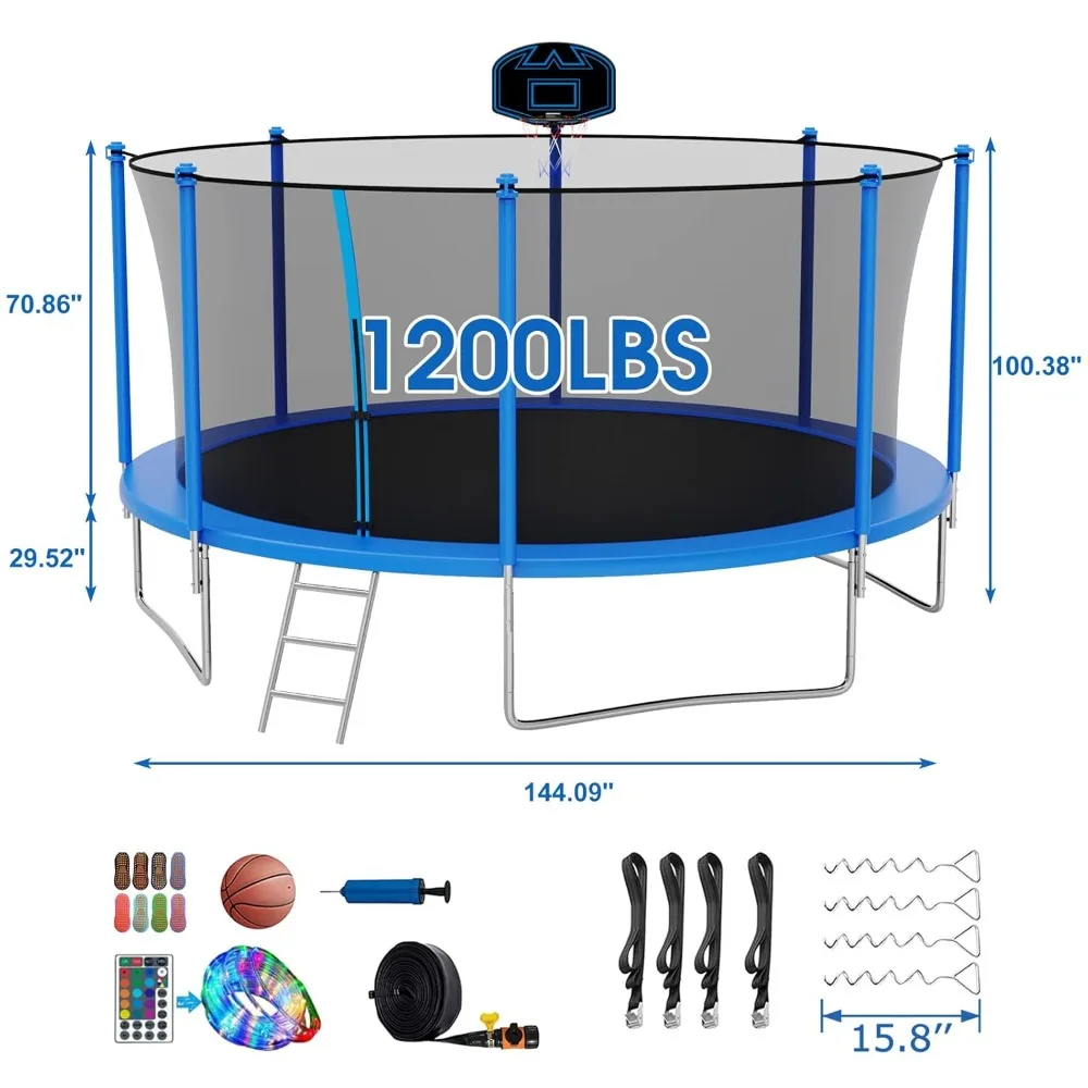 12FT Windproof Outdoor Trampoline, 1500LBS Load Capacity for Kids Ages 7-10 and Adults, Customized
12FT Windproof Outdoor Trampoline, 1500LBS Load Capacity for Kids Ages 7-10 and Adults, Customized