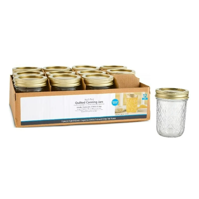 8 oz Mason Jars, Regular Mouth Quilted Half Pint Canning Jars with Lids and Rings, 12-Pack Small Glass Jars for Home
8 oz Mason Jars, Regular Mouth Quilted Half Pint Canning Jars with Lids and Rings, 12-Pack Small Glass Jars for Home