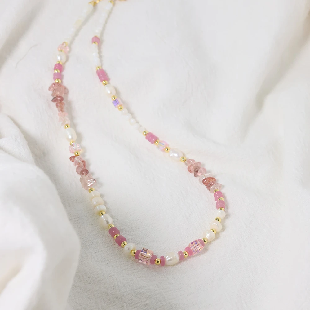Natural Freshwater Pearl Powder Crystal Bead Necklace Korean Women's Luxury Jewelry Fashion Women's and Girls' Gifts GN0605
Natural Freshwater Pearl Powder Crystal Bead Necklace Korean Women's Luxury Jewelry Fashion Women's and Girls' Gifts GN0605