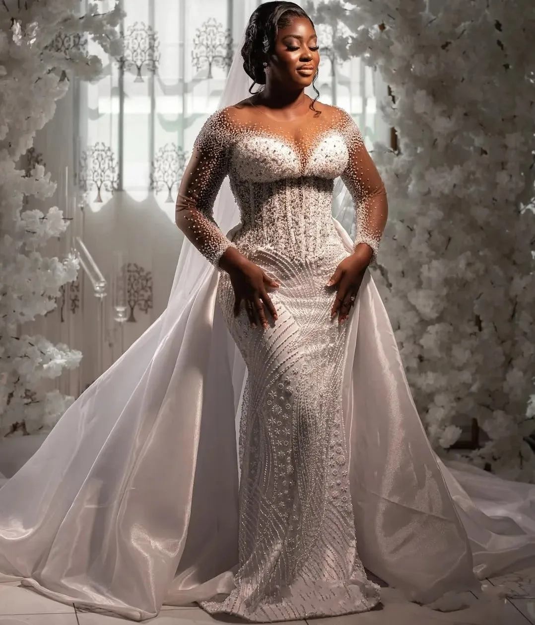 2025 New Mermaid Wedding Dress Bridal Gowns For Bride Detachable Train Sheer Neck Illusion Long Sleeves Bead Vestidos De Noiva
2025 New Mermaid Wedding Dress Bridal Gowns For Bride Detachable Train Sheer Neck Illusion Long Sleeves Bead Vestidos De Noiva