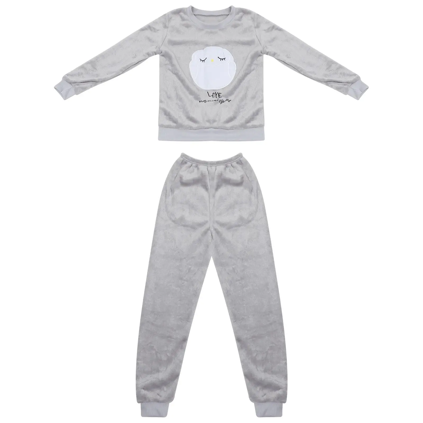 Owl Pajamas Set Women Grey Polyester Fiber Cartoon Pattern Long Sleeve Thickened Warm Sleepwear Ladies Nightwear Winter
Owl Pajamas Set Women Grey Polyester Fiber Cartoon Pattern Long Sleeve Thickened Warm Sleepwear Ladies Nightwear Winter