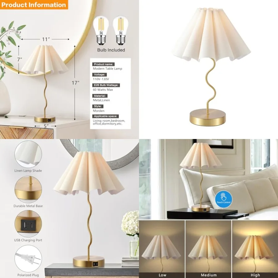 Pleated Table Lamp, Table Lamp for Bedroom, Bedside Lamps for Nightstand with Linen Lampshade, Modern Lamp for Bedroom Home Off
Pleated Table Lamp, Table Lamp for Bedroom, Bedside Lamps for Nightstand with Linen Lampshade, Modern Lamp for Bedroom Home Off