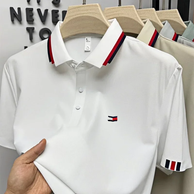 Luxury brand polo shirt embroidered short sleeved men's clothing 2025 summer new striped lapel cool breathable casual T-shirt
Luxury brand polo shirt embroidered short sleeved men's clothing 2025 summer new striped lapel cool breathable casual T-shirt
