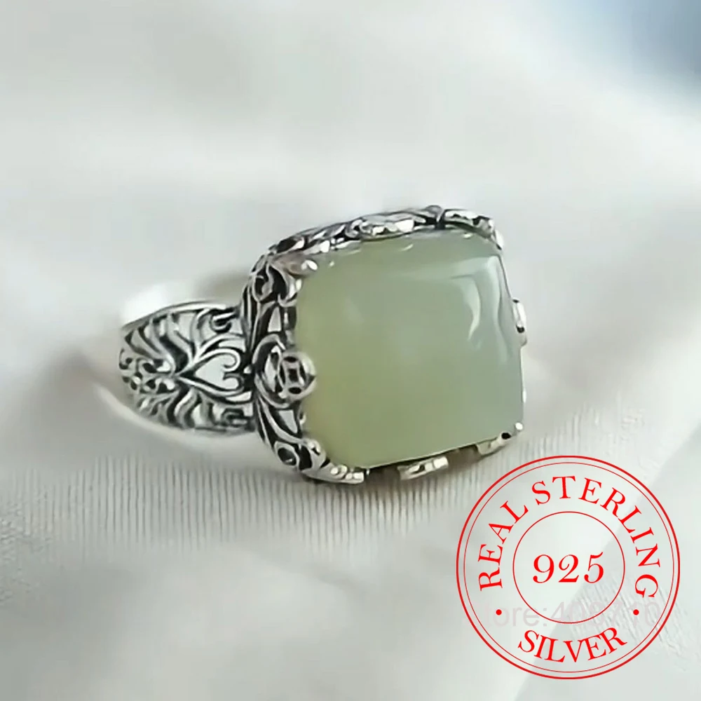 925 Sterling Silver Jewelry Vintage Coin Jade Hollow Pattern Finger Rings for Women Wedding Party Jewelry For Girls Friend Gift
925 Sterling Silver Jewelry Vintage Coin Jade Hollow Pattern Finger Rings for Women Wedding Party Jewelry For Girls Friend Gift
