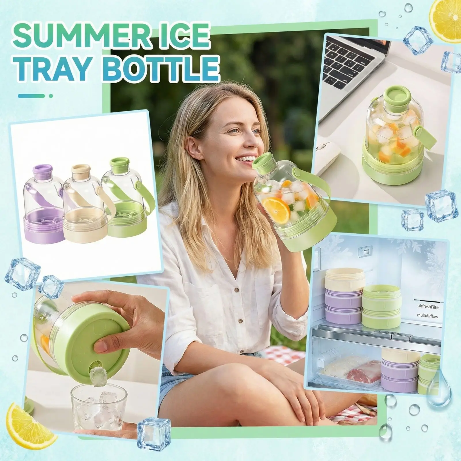 Summer Ice Tray Bottle Leakproof Drinkware Easy Press To Release Ice Outdoor Camping Essential Kitchen Gadget
Summer Ice Tray Bottle Leakproof Drinkware Easy Press To Release Ice Outdoor Camping Essential Kitchen Gadget