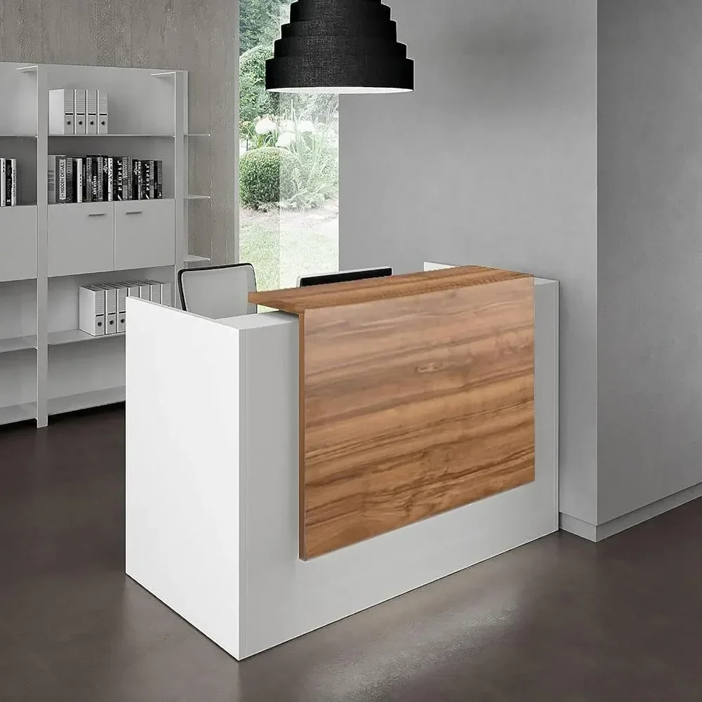 ICN 53 Inch Contemporary Reception Desk | Multifunctional Modern,Transaction Countertop, Laminate Desktop, Customized
