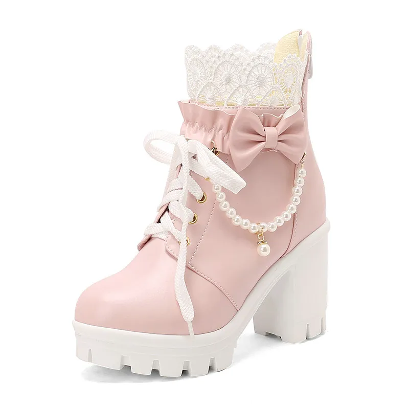 2025 New Trend Goth Boots Women Cute Bow Knot Pearls Lolita Boot Woman Chunky High Heels Platform Tea Party Cosplay Gothic Shoes
2025 New Trend Goth Boots Women Cute Bow Knot Pearls Lolita Boot Woman Chunky High Heels Platform Tea Party Cosplay Gothic Shoes