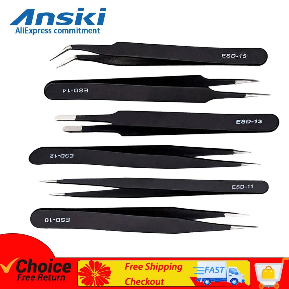 ESD Anti-static Stainless Steel Tweezers Precision Repair Industrial Repair Home Work Model Making Hand Tools Sharp Elbow
ESD Anti-static Stainless Steel Tweezers Precision Repair Industrial Repair Home Work Model Making Hand Tools Sharp Elbow