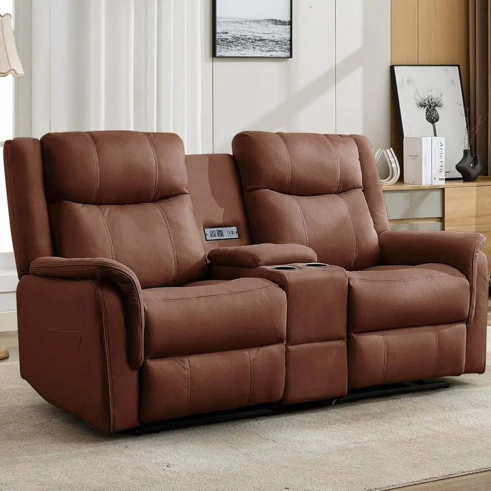2-Seater Reclining Loveseat with USB Ports, Cup Holders for Living Room
2-Seater Reclining Loveseat with USB Ports, Cup Holders for Living Room
