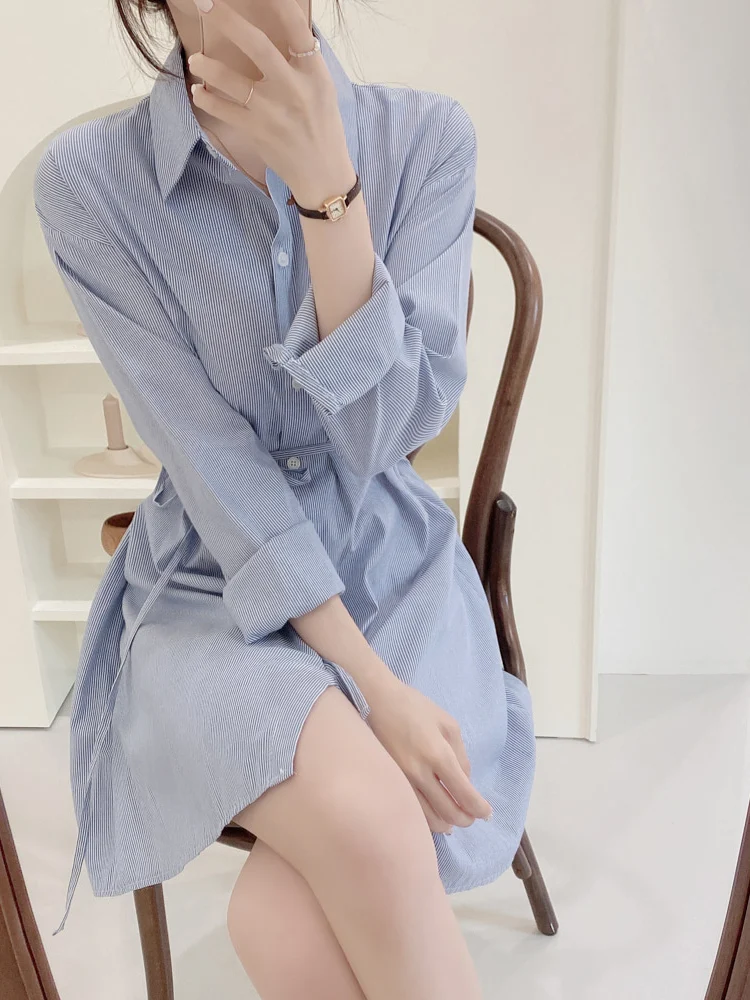 Ele Spring Vintage Slimming Striped Long Sve irt Dr Chic Waist-Cinching Knot Design Straight Cut Ladies' Blouse
Ele Spring Vintage Slimming Striped Long Sve irt Dr Chic Waist-Cinching Knot Design Straight Cut Ladies' Blouse