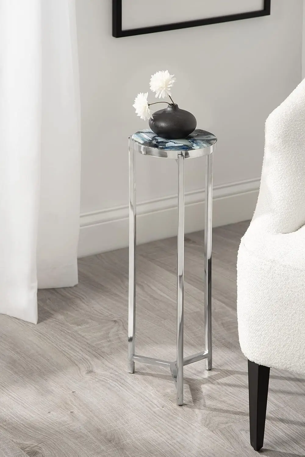 Kate And Laurel Aguilar Modern Round Drink Table, 9 X 9 X 23, Blue And Silver, Small Accent Table For Use As Plant Pedestal
Kate And Laurel Aguilar Modern Round Drink Table, 9 X 9 X 23, Blue And Silver, Small Accent Table For Use As Plant Pedestal