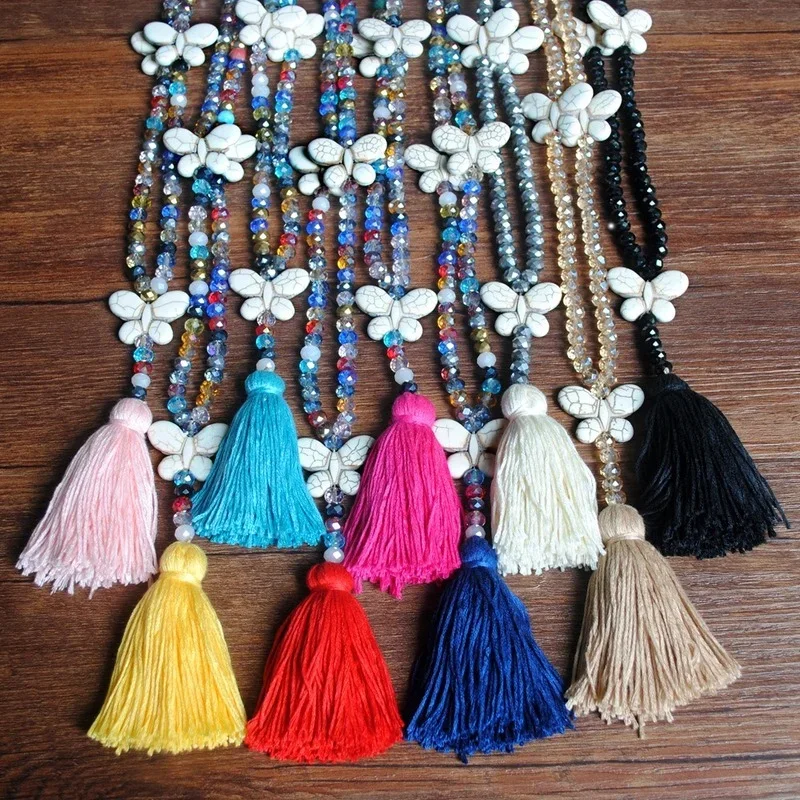 Ethnic White Turquoise Butterfly Charm Sweater Chain Long Necklace Colorful Crystal Tassel Pendant Necklace Jewelry for Women
Ethnic White Turquoise Butterfly Charm Sweater Chain Long Necklace Colorful Crystal Tassel Pendant Necklace Jewelry for Women