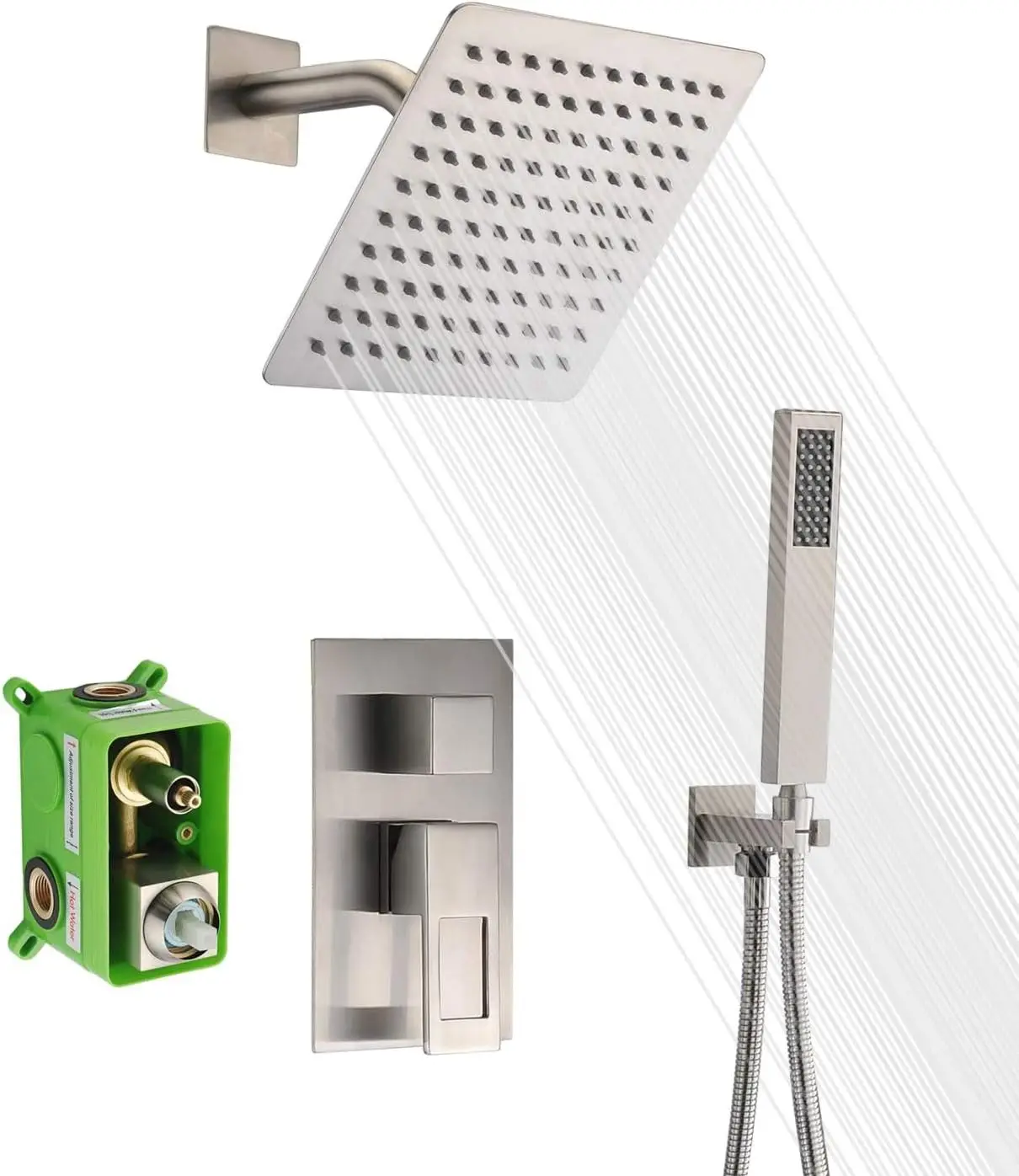 Shower Faucet Brushed Nickel,Rough-in Valve Included and Complete Metal Components,Customized Acceptable
Shower Faucet Brushed Nickel,Rough-in Valve Included and Complete Metal Components,Customized Acceptable