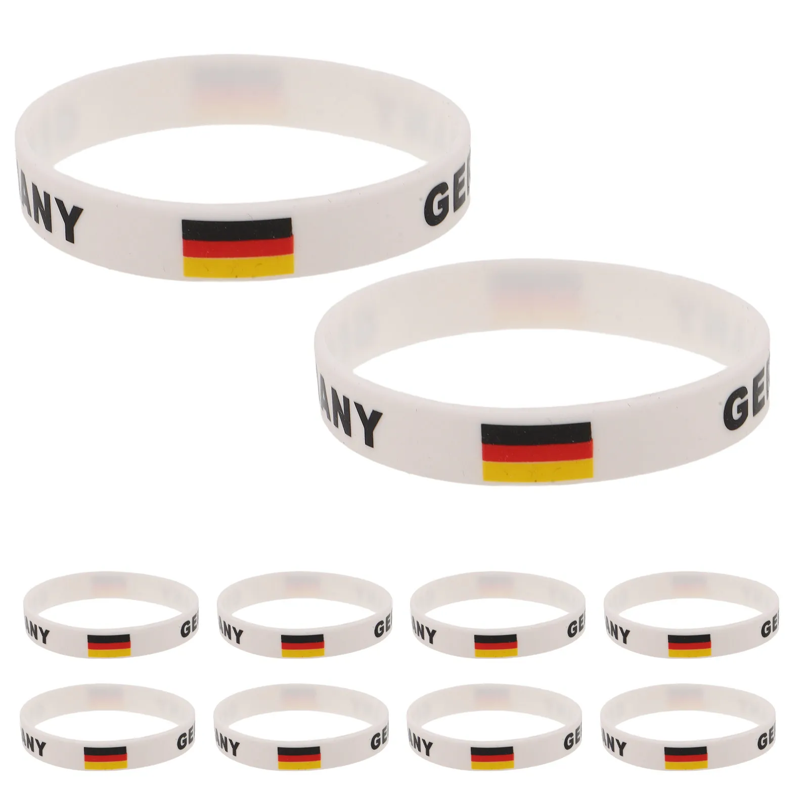 20Pcs Germany Flag Silicone Bracelets Printed Sports Wristbands Bulk Patriotic Football Silicone Wristbands for Travel Outdoor
20Pcs Germany Flag Silicone Bracelets Printed Sports Wristbands Bulk Patriotic Football Silicone Wristbands for Travel Outdoor