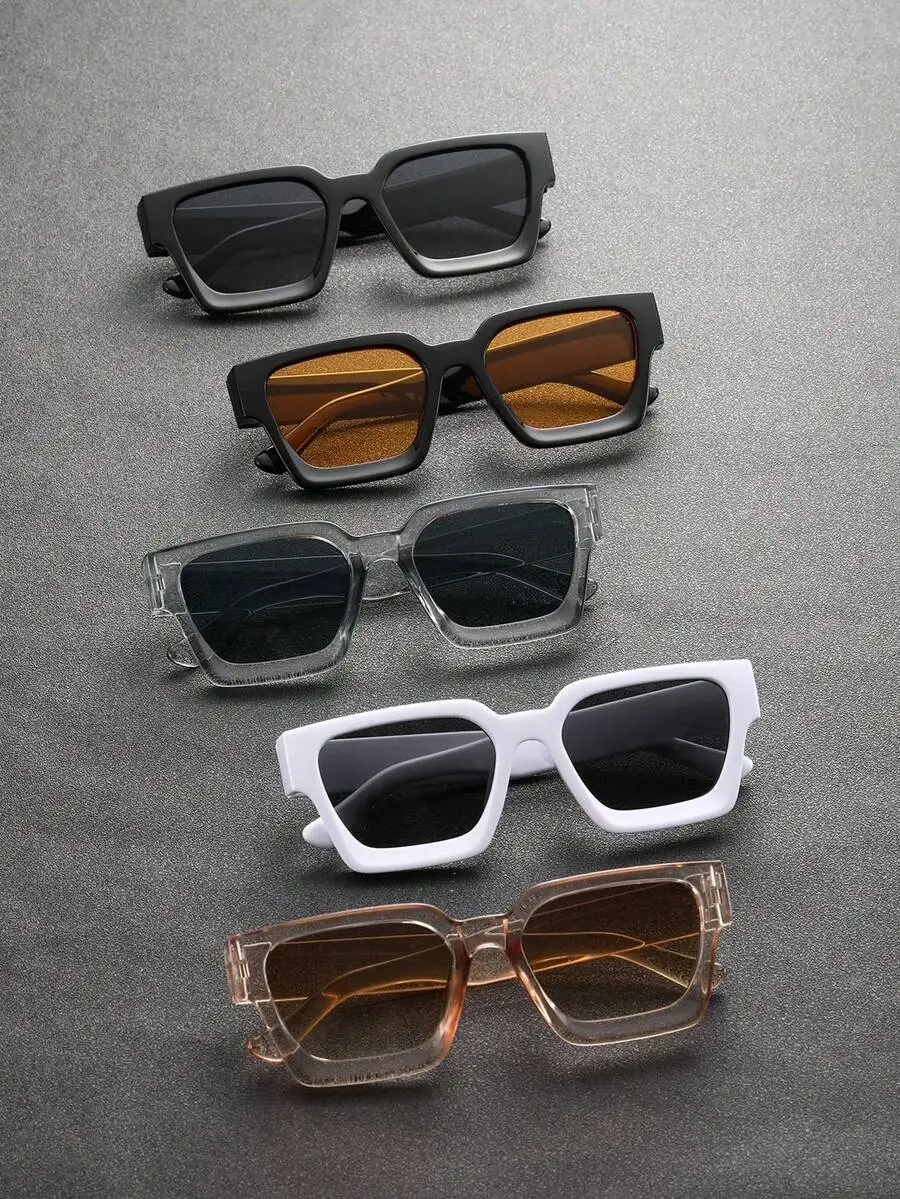 Unisex Square Frame Plastic Sunglasses in Black, White, Clear & Amber Lenses
Unisex Square Frame Plastic Sunglasses in Black, White, Clear & Amber Lenses