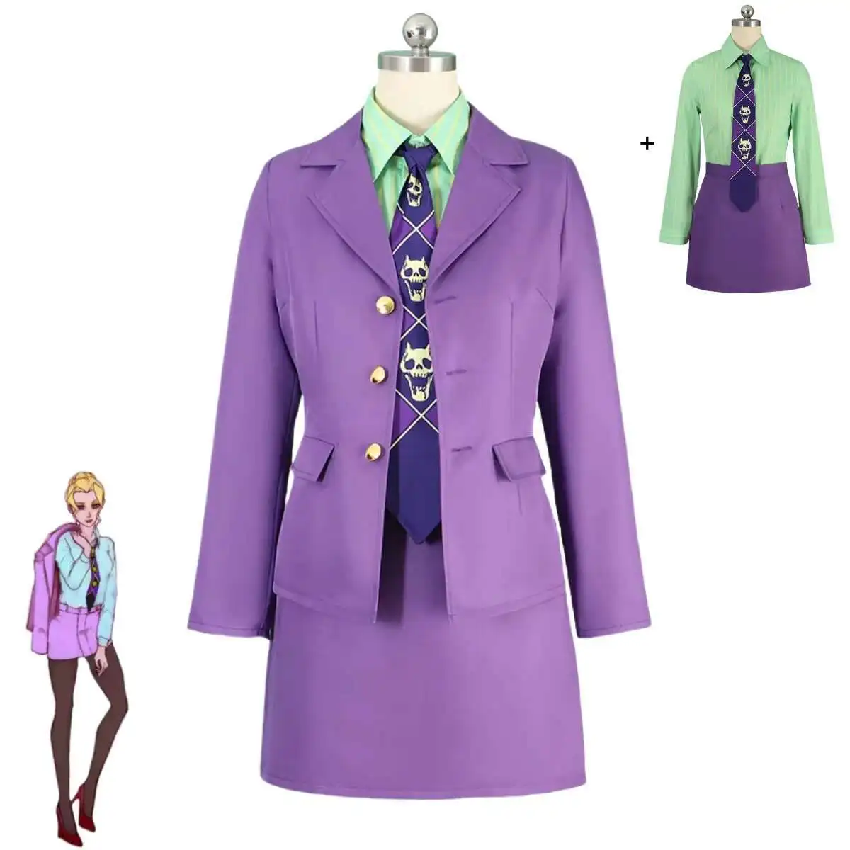 Anime JoJo's Bizarre Adventure Kira Yoshikage Cosplay Costume Female Purple Style Female Coat Shirt Skirt Woman Sexy Party Suit
Anime JoJo's Bizarre Adventure Kira Yoshikage Cosplay Costume Female Purple Style Female Coat Shirt Skirt Woman Sexy Party Suit