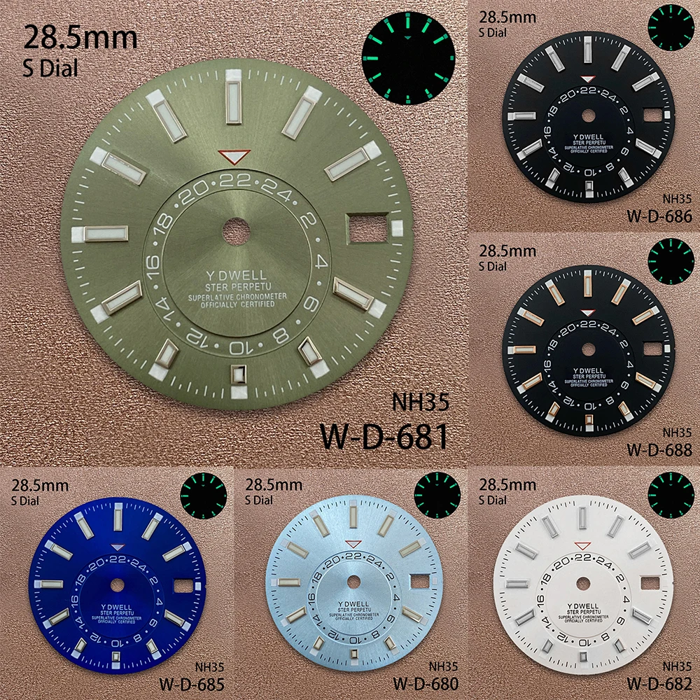 28.5 mm S Logo Sunburst Dial Suitable For NH35/NH36 Japan Movement Green Luminous High Quality Watch Modification Accessories
28.5 mm S Logo Sunburst Dial Suitable For NH35/NH36 Japan Movement Green Luminous High Quality Watch Modification Accessories