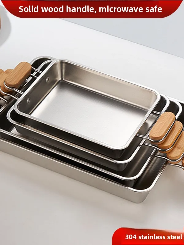 304 Stainless Steel Rectangular Platter with Handles BBQ Dish Microwave Safe Deepened Home Use Dish Modern Simple Style
304 Stainless Steel Rectangular Platter with Handles BBQ Dish Microwave Safe Deepened Home Use Dish Modern Simple Style