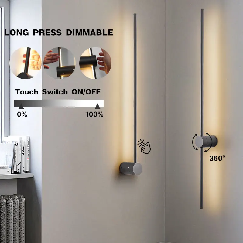 Touch Lamp Body Switch Dimmable LED Wall Lamps for Bedroom TV Background 360° Rotatable LED Wall Lights Wall Sconce Black Copper
Touch Lamp Body Switch Dimmable LED Wall Lamps for Bedroom TV Background 360° Rotatable LED Wall Lights Wall Sconce Black Copper