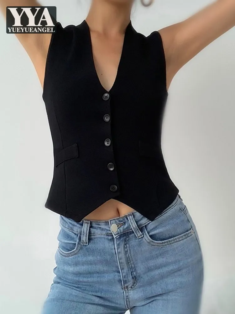 Summer Women Sleeveless Tops Slim Fit Single Breasted V Neck Vest Vintage Ice Slik Short Waistcoat Office Ladies Casual Vests
Summer Women Sleeveless Tops Slim Fit Single Breasted V Neck Vest Vintage Ice Slik Short Waistcoat Office Ladies Casual Vests