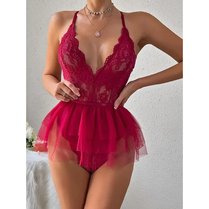 Elastic lace sexy jumpsuit tight jumpsuit cute fluffy skirt two piece women rompers fashion sweet exotic clothing
Elastic lace sexy jumpsuit tight jumpsuit cute fluffy skirt two piece women rompers fashion sweet exotic clothing