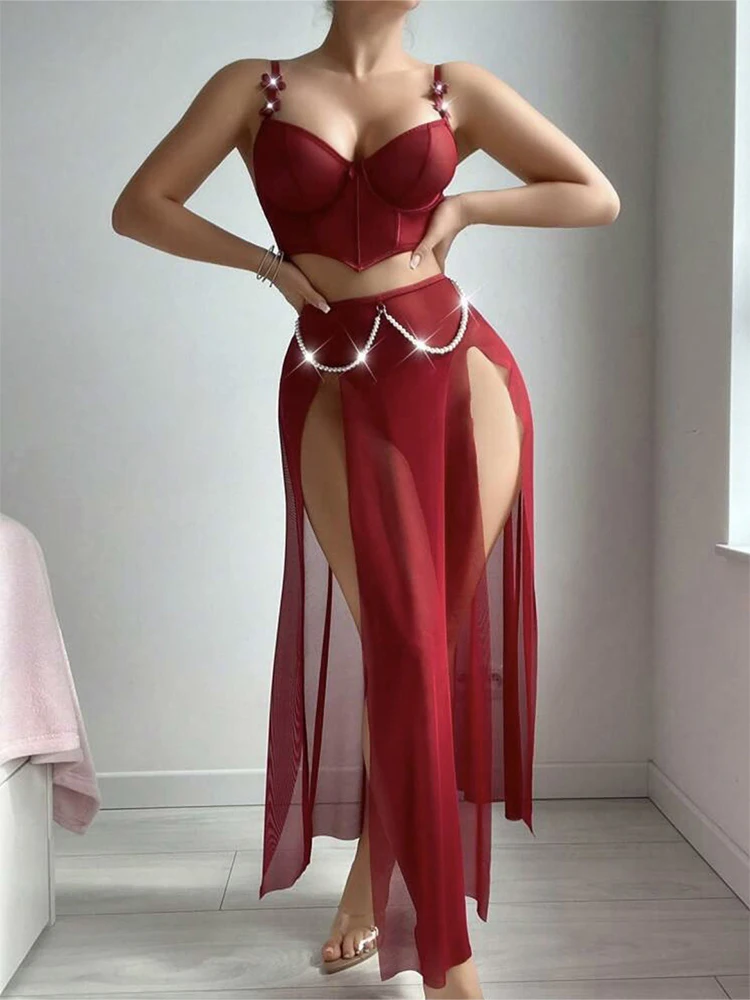 Lingeries Sexy Hot Women Bow Knot Patchwork Mesh See-through Erotic Underwear Suit Solid Color Exotic Apparel Skirt
Lingeries Sexy Hot Women Bow Knot Patchwork Mesh See-through Erotic Underwear Suit Solid Color Exotic Apparel Skirt