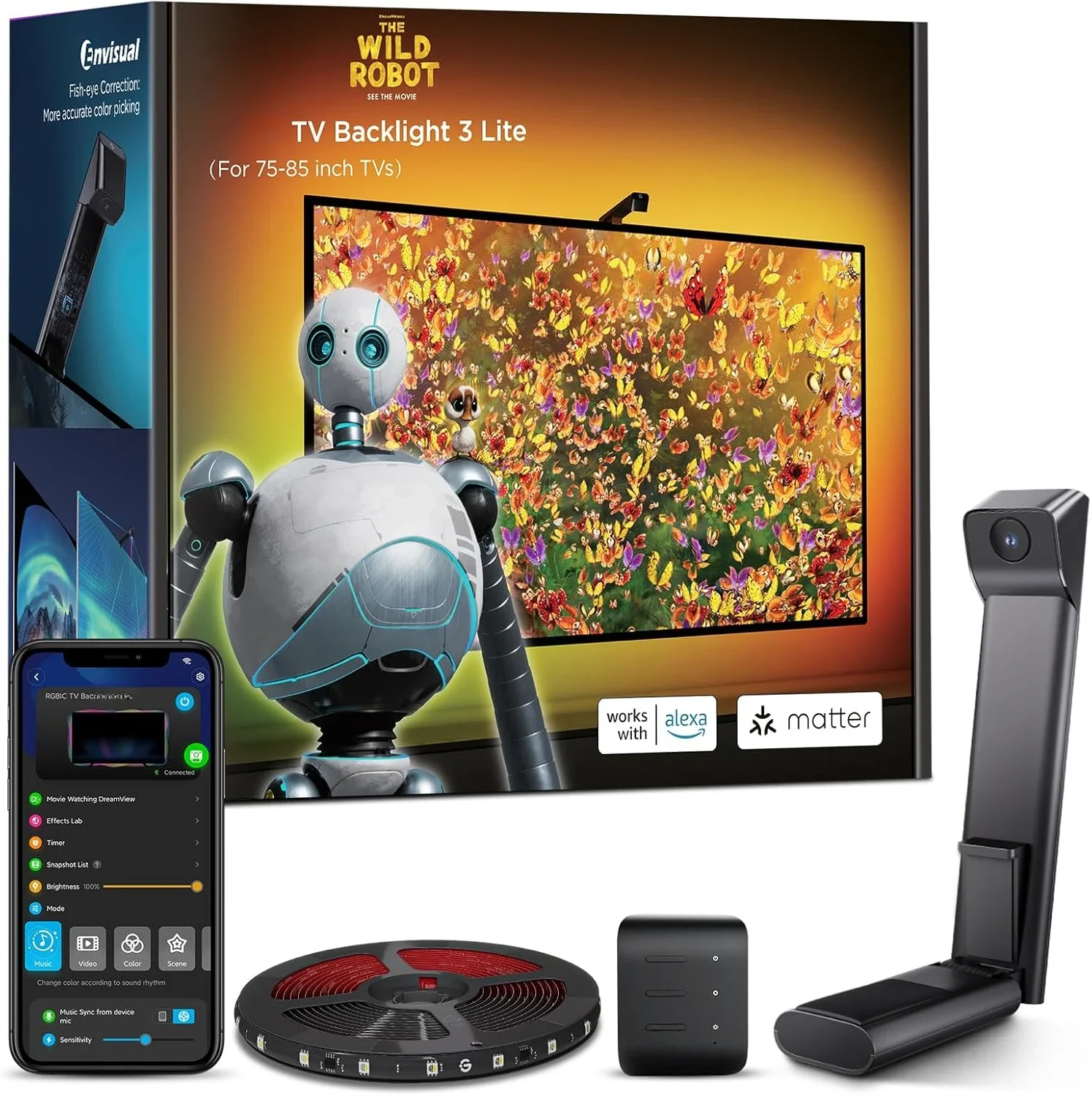 HOME.TV Подсветка 3 Lite с функцией коррекции «рыбий глаз» Синхронизация для телевизоров с диагональю 75–85 дюймов, светодиодная подсветка RGBICW Wi-Fi телевизора длиной 16,4 фута
HOME.TV Подсветка 3 Lite с функцией коррекции «рыбий глаз» Синхронизация для телевизоров с диагональю 75–85 дюймов, светодиодная подсветка RGBICW Wi-Fi телевизора длиной 16,4 фута