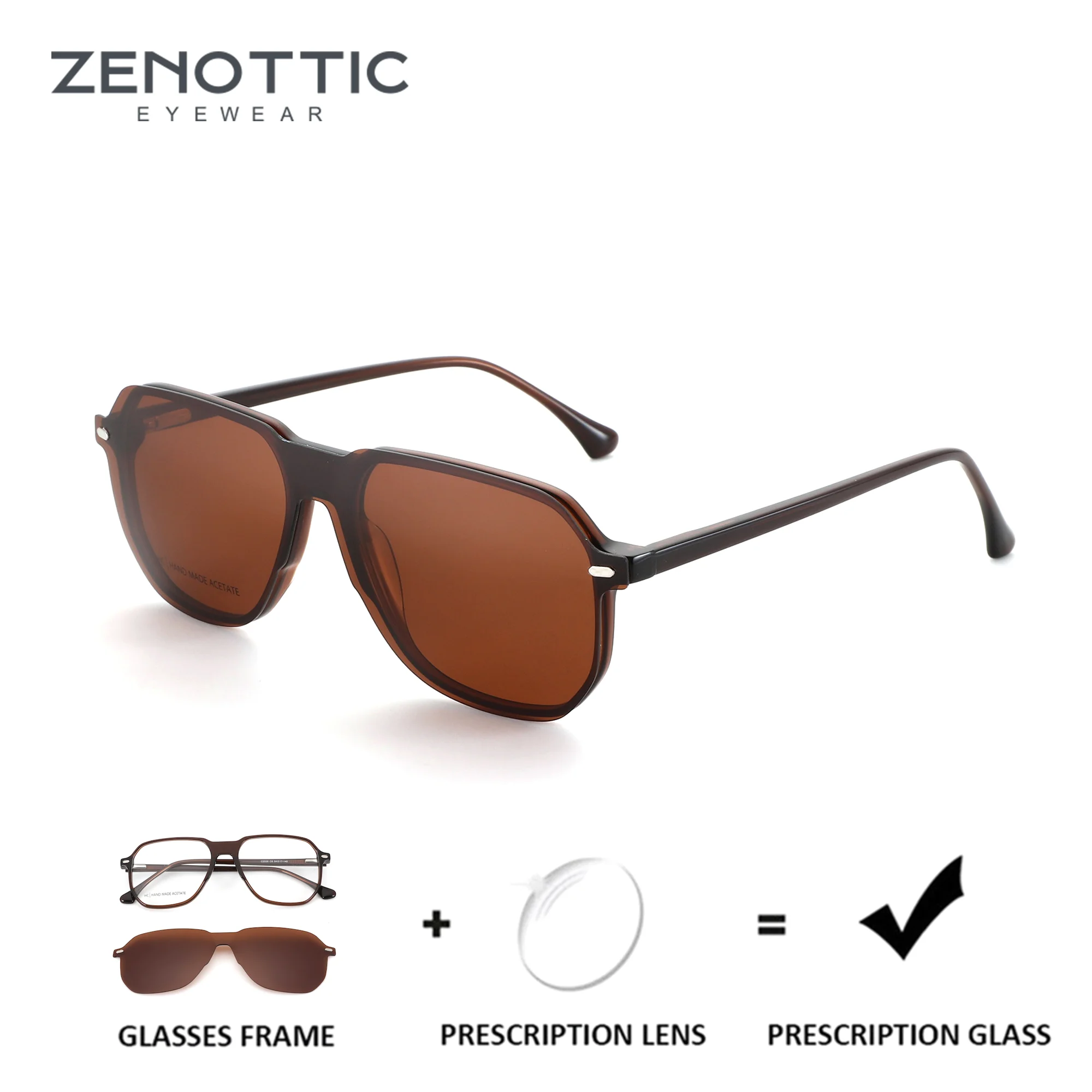 ZENOTTIC (M Size) Men Square Acetate Clip on Prescription Glasses Blue Light Myopia Lenses Multifocal Grade Glasses Near and Far
ZENOTTIC (M Size) Men Square Acetate Clip on Prescription Glasses Blue Light Myopia Lenses Multifocal Grade Glasses Near and Far