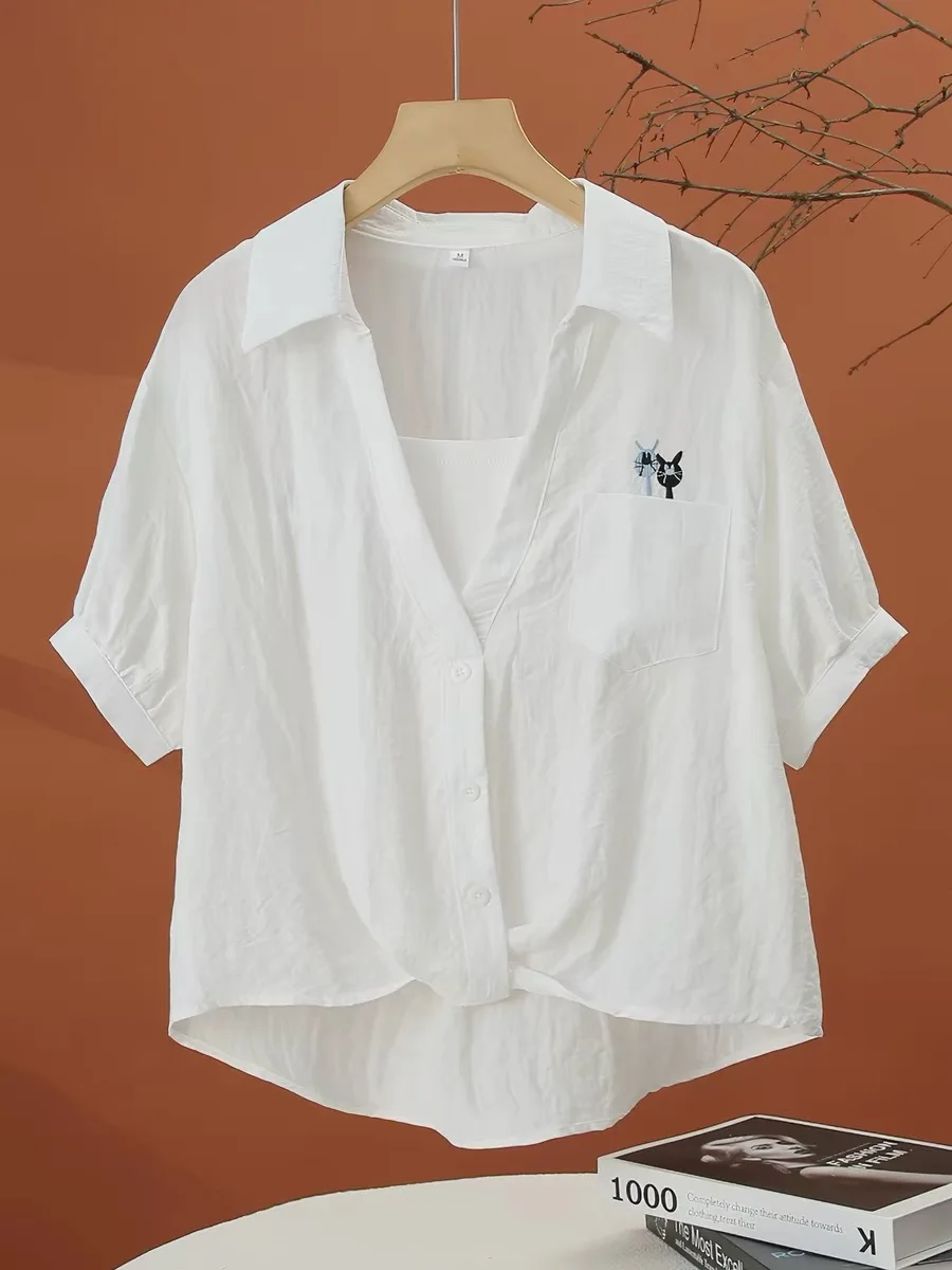 Stylish Short Sleeve Shirt Women's Design Sensation Anti-Aging Trendy Top Brand Buckle Summer New Arrival Commute Style Loose...
Stylish Short Sleeve Shirt Women's Design Sensation Anti-Aging Trendy Top Brand Buckle Summer New Arrival Commute Style Loose...