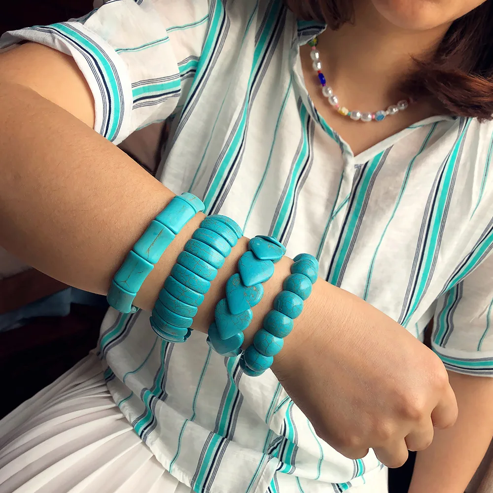 Bohoe Blue Stone Calaite Turquoises Elastic DIY Bracelets Bangle Ethnic Vintage Stretch Bracelets Party Jewelry
Bohoe Blue Stone Calaite Turquoises Elastic DIY Bracelets Bangle Ethnic Vintage Stretch Bracelets Party Jewelry