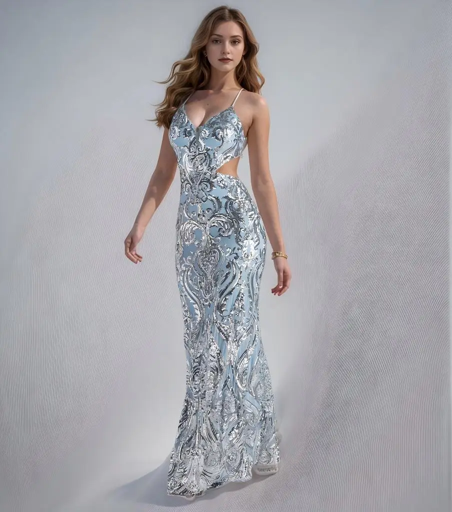 European and American Ladies Sexy V-neck Backless Sequined Evening Dress Elegant Banquet Party Dress Wedding Bridesmaid Dress
European and American Ladies Sexy V-neck Backless Sequined Evening Dress Elegant Banquet Party Dress Wedding Bridesmaid Dress