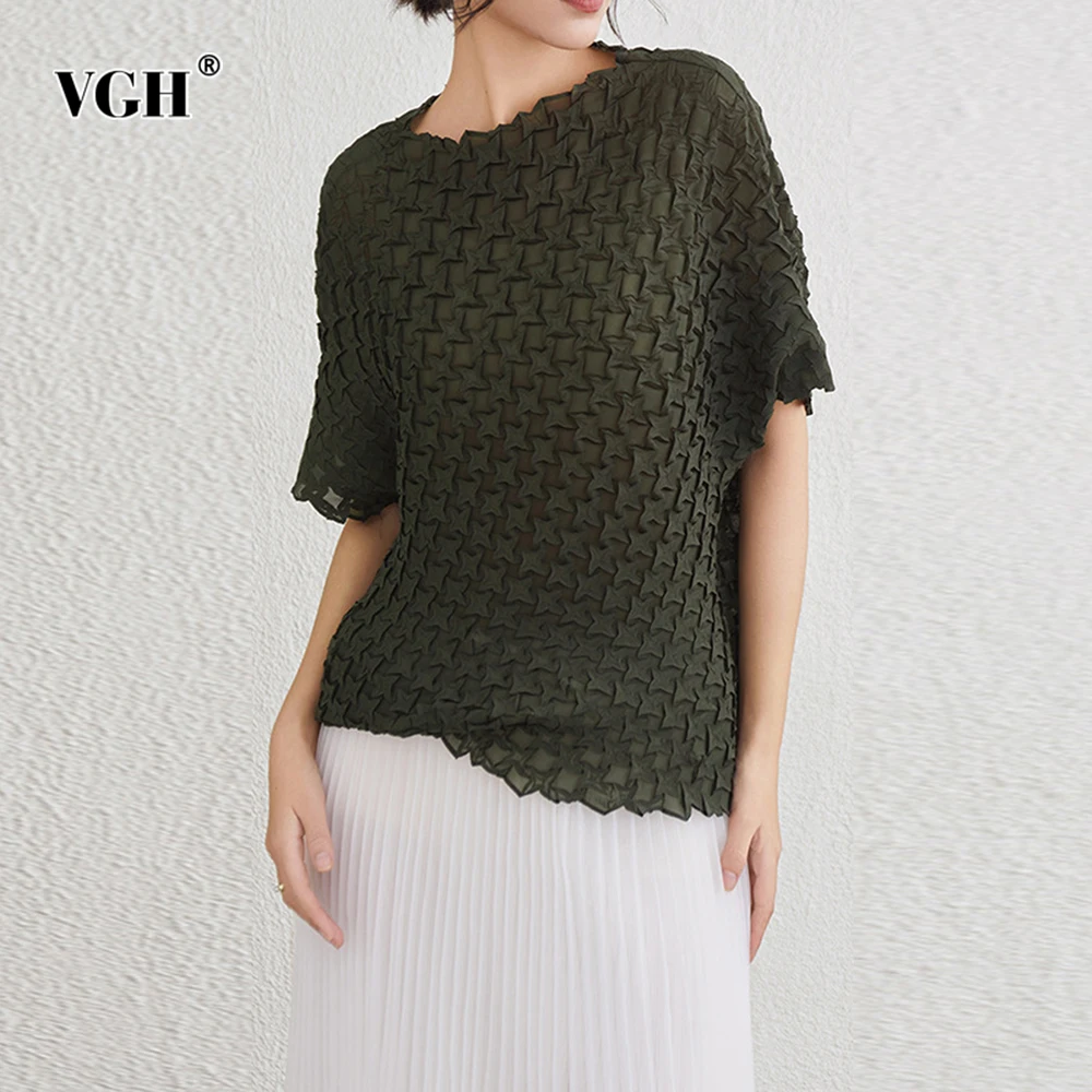 VGH Solid Sheer Slimming Folds Temperament T Shirt For Women Round Neck Batwing Sleeve Designer T Shirts Female Fashion Style
VGH Solid Sheer Slimming Folds Temperament T Shirt For Women Round Neck Batwing Sleeve Designer T Shirts Female Fashion Style