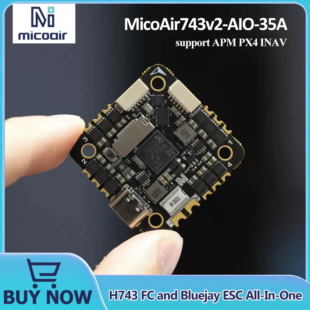 MicoAir743v2-AIO-35A H743 FC и Bluejay ESC (все в одном) поддерживают различные прошивки: Ardupilot/ Skybrush /PX4/ INAV/ Betaflight
MicoAir743v2-AIO-35A H743 FC и Bluejay ESC (все в одном) поддерживают различные прошивки: Ardupilot/ Skybrush /PX4/ INAV/ Betaflight