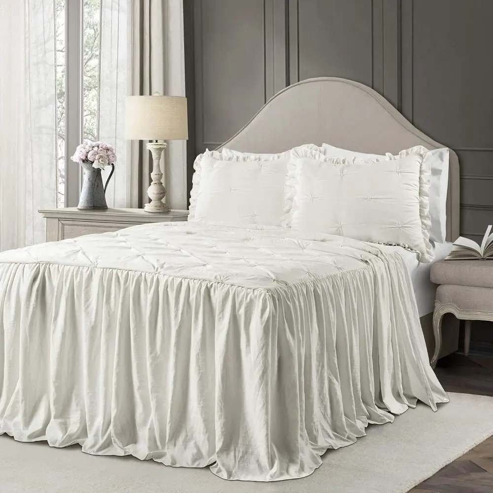 Ravello Pintuck Rule Skirt Bedspread Set - Luxe 3 Piece Ruled Bedding Set - Traditional Glam & armhouse Inspired Bedroom Decor -
Ravello Pintuck Rule Skirt Bedspread Set - Luxe 3 Piece Ruled Bedding Set - Traditional Glam & armhouse Inspired Bedroom Decor -