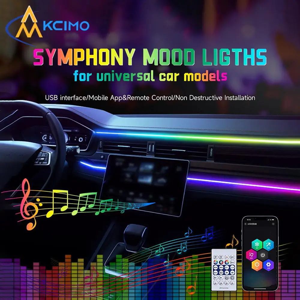 Car LED Ambient Light USB 64 Colors Acrylic Strips 110cm Full Colors RGB Car Interior Hidden App Remote Control Atmosphere Lamp
Car LED Ambient Light USB 64 Colors Acrylic Strips 110cm Full Colors RGB Car Interior Hidden App Remote Control Atmosphere Lamp