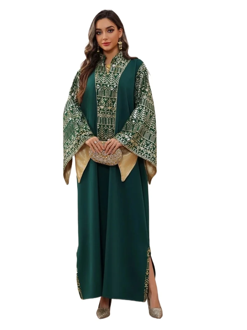 Dubai Abaya Luxury Sequins Patchwork For Muslim Women Fashion Split Sleeve Dress Kaftan 2025
Dubai Abaya Luxury Sequins Patchwork For Muslim Women Fashion Split Sleeve Dress Kaftan 2025