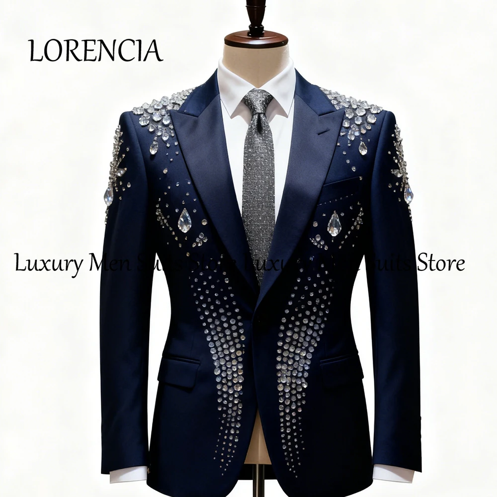Luxurious Crystal Male Suits 2 Pieces Rhinestone Tuxedos Evening Party Outfits Customized Blazer Pants terno smoking masculino
Luxurious Crystal Male Suits 2 Pieces Rhinestone Tuxedos Evening Party Outfits Customized Blazer Pants terno smoking masculino