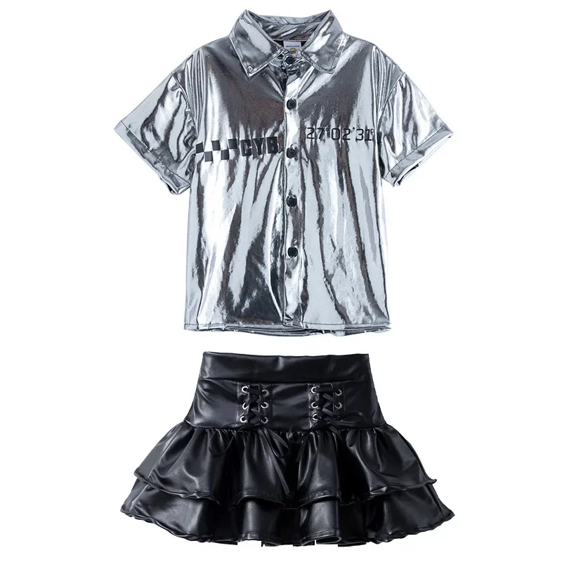 Silver Top for Girls Jazz Dance Performance Live Broadcasters Clothing Stage Performance Ethnic Wear Black Cake Leather Skirt
Silver Top for Girls Jazz Dance Performance Live Broadcasters Clothing Stage Performance Ethnic Wear Black Cake Leather Skirt