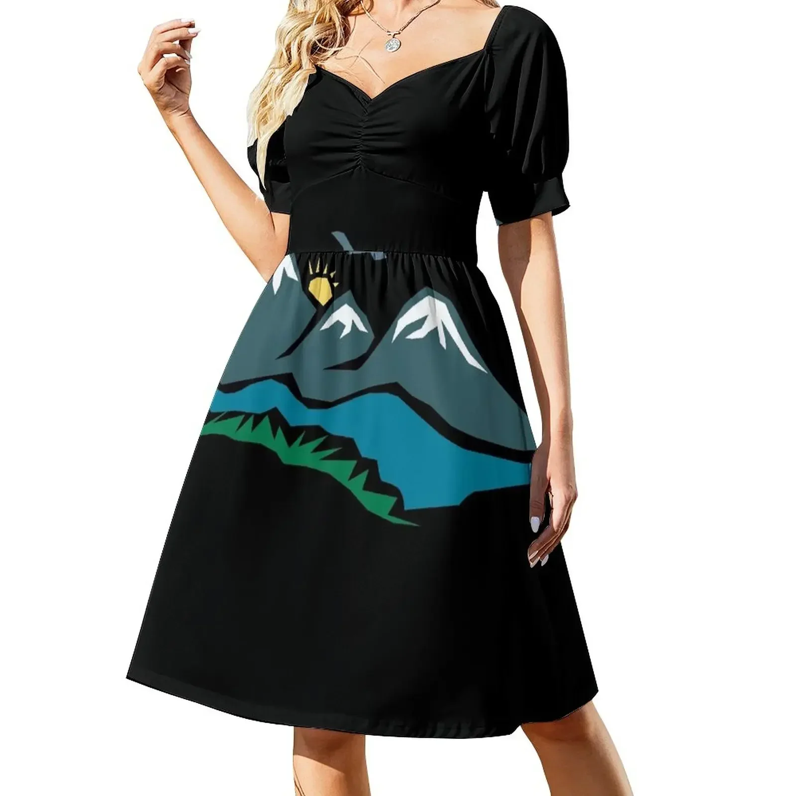 Mountains Short-Sleeved Dress dress for women summer women's summer jumpsuit dress party night
Mountains Short-Sleeved Dress dress for women summer women's summer jumpsuit dress party night