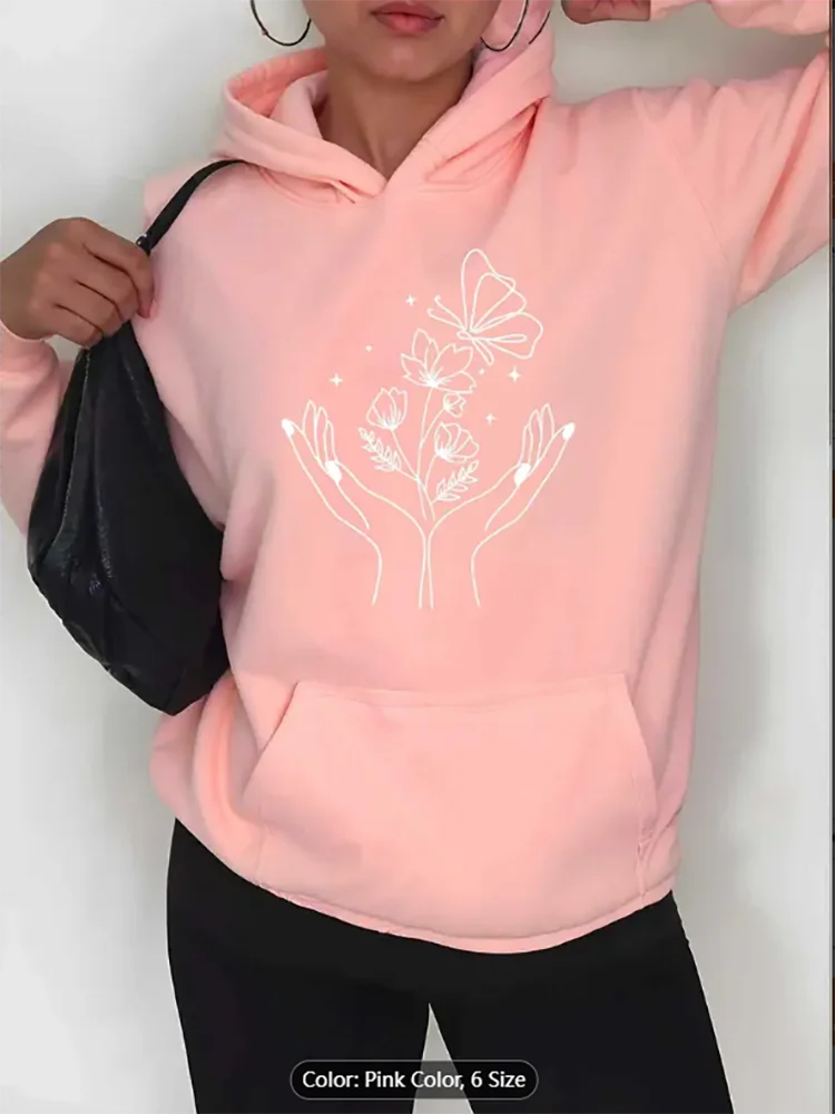 Женская розовая толстовка с капюшоном и руками, цветочным принтом, бабочкой, графическим принтом, повседневная толстовка с капюшоном на шнурке большого размера из чистого хлопка
Женская розовая толстовка с капюшоном и руками, цветочным принтом, бабочкой, графическим принтом, повседневная толстовка с капюшоном на шнурке большого размера из чистого хлопка