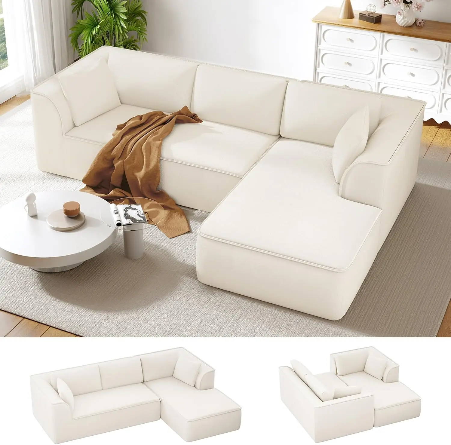 '106 Cloud Sectional Couch with Chaise, Deep Seat Modular Sofa, Chenille Memory Foam, No Assembly (Beige, Right-Facing)'
'106 Cloud Sectional Couch with Chaise, Deep Seat Modular Sofa, Chenille Memory Foam, No Assembly (Beige, Right-Facing)'