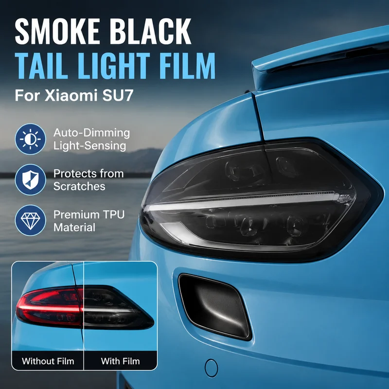 TPU Tail Light Film Kit for Xiaomi SU7 - Smoke Black Protective Cover with Light-Sensing Auto-Dimming Function
TPU Tail Light Film Kit for Xiaomi SU7 - Smoke Black Protective Cover with Light-Sensing Auto-Dimming Function